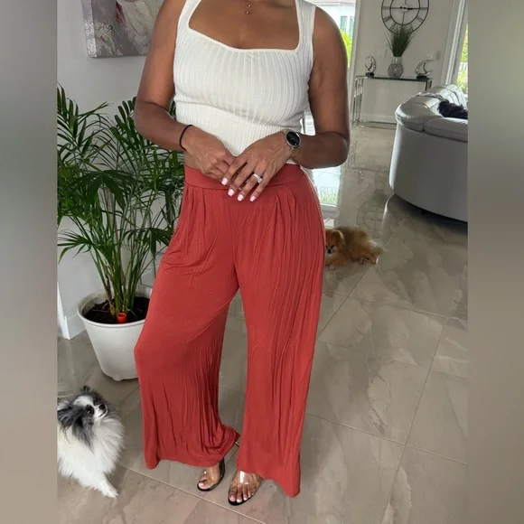 JLUXLABEL Terracotta Wide-Leg Pants - Picture 2 of 6